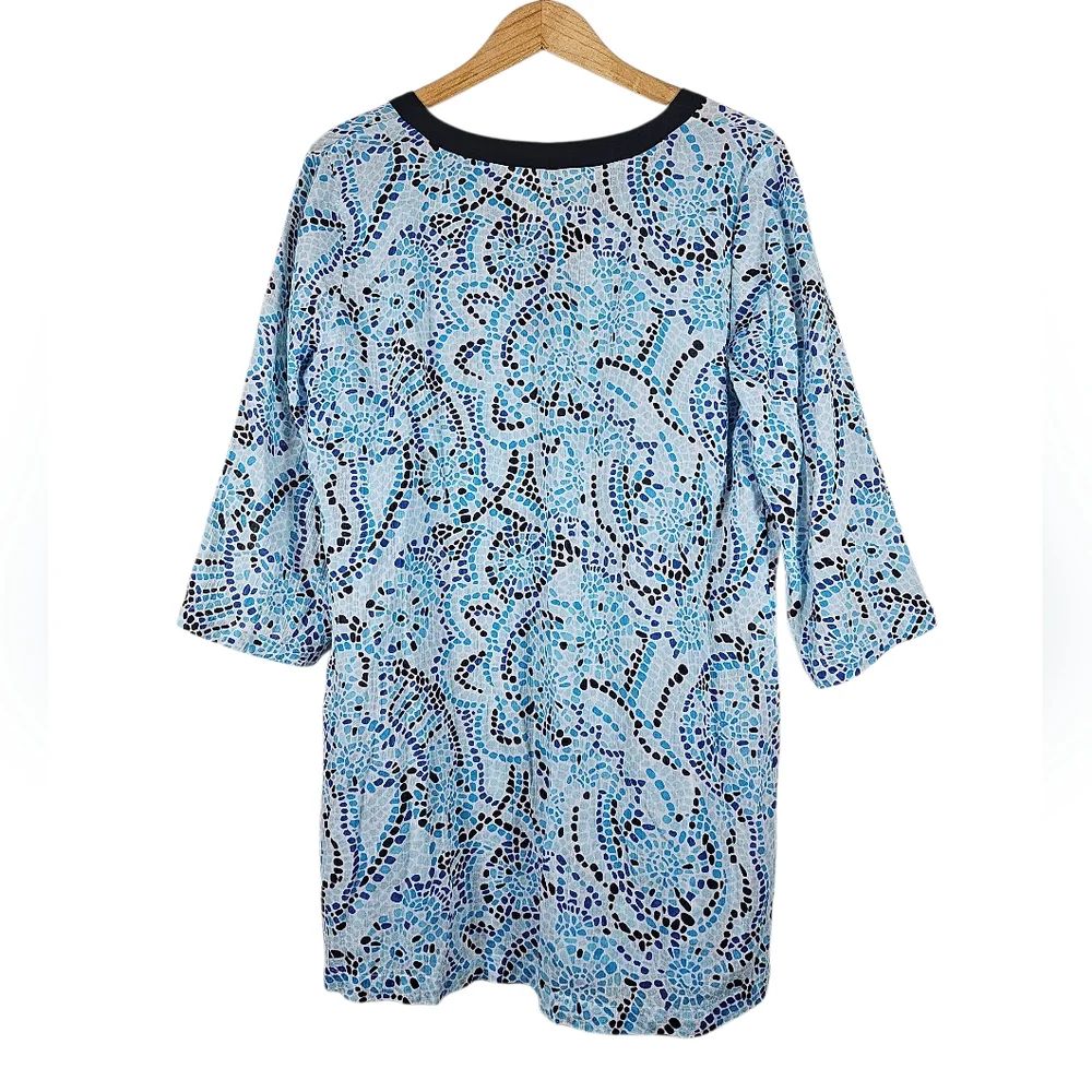 Talbots Factory Blue Mosaic Lightweight Cotton Longline Tunic Top, Size M - Picture 6 of 8
